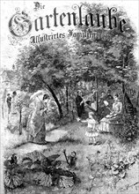 Cover picture of the magazine Die Gartenlaube in 1887, family idyll in the summer resort,