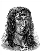 Indians, here a man of the Telembis, America, Illustration from 1880, Historical, historical,