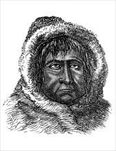 Indians, here an Eskimo man, Inuit, Illustration from 1880, Historical, historical, digital