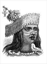 Indians, here a man with feather jewellery from California, America, illustration from 1880,