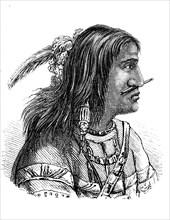 Native American, here a man of the Tananc tribe from Alaska, America, illustration from 1880,