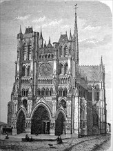 Cathedral of Amiens, France, in 1880, Historical, historical, digital reproduction of an original