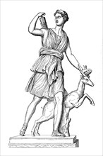 Artemis, in Greek mythology the goddess of the hunt, the forest, birth and the moon as well as the