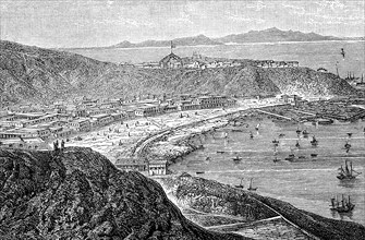 View of Aden in Yemen in 1890, Historical, digital reproduction of an original from the 19th