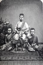 The King of Cambodia and his family, ca 1862, Historical, digital reproduction of an original from