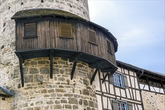 Thieves' Tower, Upper Town Wall with battlements, Isny, Baden-Württemberg, Germany, Europe