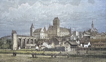 Historical view, 19th century, of the town of Marienwerder, formerly Prussia, Germany, today