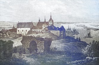 Historical view, 19th century, of the town of Graudenz, formerly Prussia, Germany, today Grudziadz,