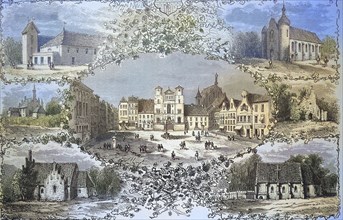 Historical view, 19th century, of the city of Bydgoszcz, formerly Prussia, Germany, today