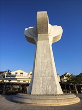 Stone sculpture, memorial, memorial to those killed in World War II, Vodice, Dalmatia, Croatia,