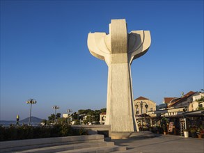 Stone sculpture, memorial, memorial to those killed in World War II, Vodice, Dalmatia, Croatia,