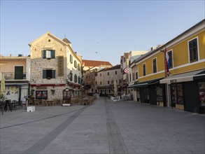 Central square and alley in the old town centre, Vodice, Dalmatia, Croatia, Europe