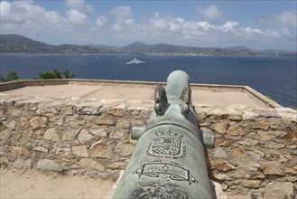 Historic cannon of the citadel of Saint-Tropez, built in 1602 for defence against the Ottoman