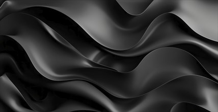 Abstract background of black waves, futuristic steel look, AI generated