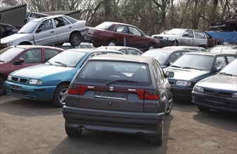 Berlin, 09.0420.09, Vehicles for scrapping at a scrap yard of a car recycler, Berlin, Germany,