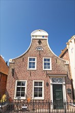 Gabled house at the harbour, Greetsiel, Krummhörn, East Frisia, Lower Saxony, Germany, Europe