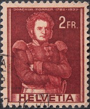 Joachim Forrer (1782, 1833) Swiss colonel. Portrait on Swiss postage stamp