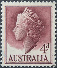 Queen Elizabeth II (1926, 2022) of Great Britain. Portrait on Austrian postage stamp