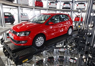 Wolfsburg, 10.03.2010, A Volkswagen Golf VI in the Autoturm of the Autostadt, Wolfsburg, Germany,