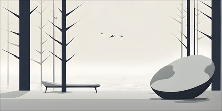 Minimalist illustration depicting visual language for harmony, AI generated