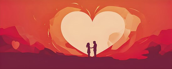 Abstract minimalist love themed wallpaper illustration, AI generated