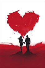 Abstract minimalist love themed wallpaper illustration, AI generated