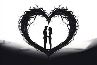 Abstract minimalist love themed wallpaper illustration, AI generated