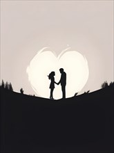 Abstract minimalist love themed wallpaper illustration, AI generated