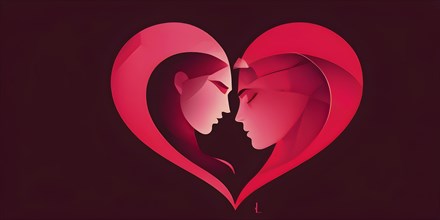 Abstract minimalist love themed wallpaper illustration, AI generated