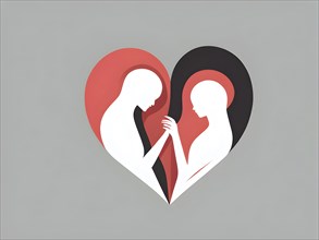 Abstract minimalist love themed wallpaper illustration, AI generated