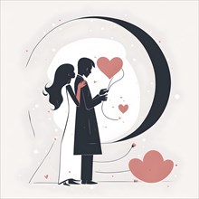 Abstract minimalist love themed wallpaper illustration, AI generated