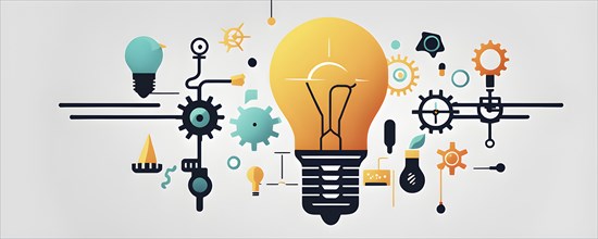 Minimalist wallpaper illustration depicting visual language for innovation, AI generated