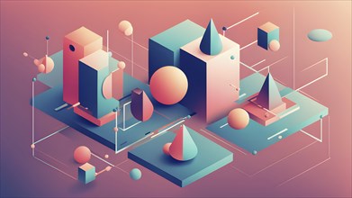 Minimalist wallpaper illustration depicting visual language for innovation, AI generated