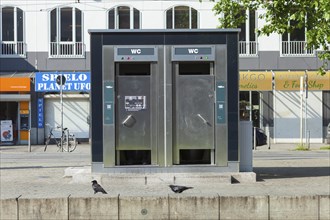 Public toilet block, WC at Bremen station square, Bremen, Germany, Europe