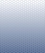 A gradient hexagonal grid pattern, transitioning from light blue to dark blue, creating a geometric