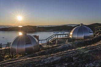 Igloos, Igloo Hotel, Hotel Arctic in Midnight Sun, Ilulissat, Disko Bay, West Greenland, Greenland,