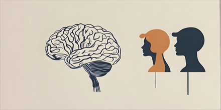 Minimalist illustration depicting visual language for mental health, AI generated