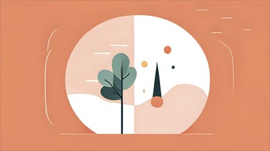 Minimalist illustration depicting visual language for mental health, AI generated