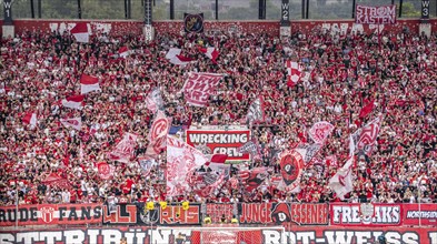 The football stadium of Rot-Weiss Essen, 3rd league, stadium at the Hafenstrasse, grandstand of the