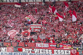 The football stadium of Rot-Weiss Essen, 3rd league, stadium at the Hafenstrasse, grandstand of the