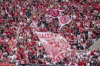 The football stadium of Rot-Weiss Essen, 3rd league, stadium at the Hafenstrasse, grandstand of the