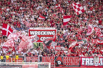 The football stadium of Rot-Weiss Essen, 3rd league, stadium at the Hafenstrasse, grandstand of the