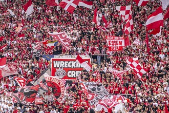 The football stadium of Rot-Weiss Essen, 3rd league, stadium at the Hafenstrasse, grandstand of the