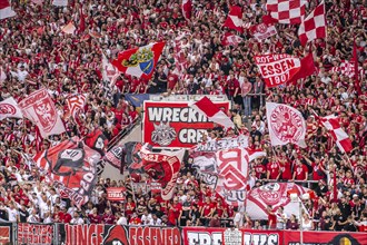 The football stadium of Rot-Weiss Essen, 3rd league, stadium at the Hafenstrasse, grandstand of the