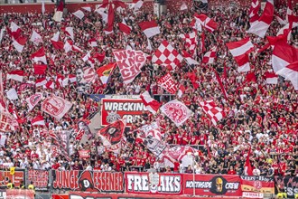 The football stadium of Rot-Weiss Essen, 3rd league, stadium at the Hafenstrasse, grandstand of the