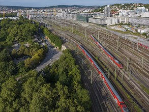 Track apron at the main railway station with a regional train. After completion of the Stuttgart 21