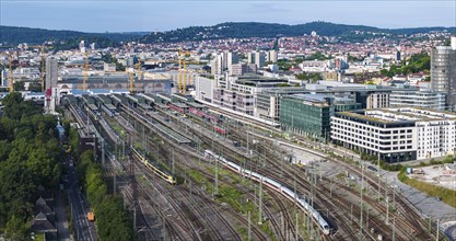 Track apron at the main station with ICE and regional train. After completion of the Stuttgart 21