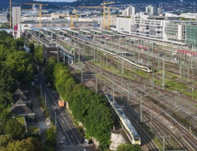 Track apron at the main railway station with a regional train. After completion of the Stuttgart 21