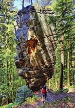 Bizarre rock Predigtstuhl on the Green Hell hiking trail, Southern Eifel nature park Park,