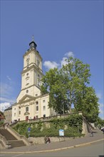 Baroque Salvator Church with staircase, Nicolaiberg, Gera, Thuringia, Germany, Europe